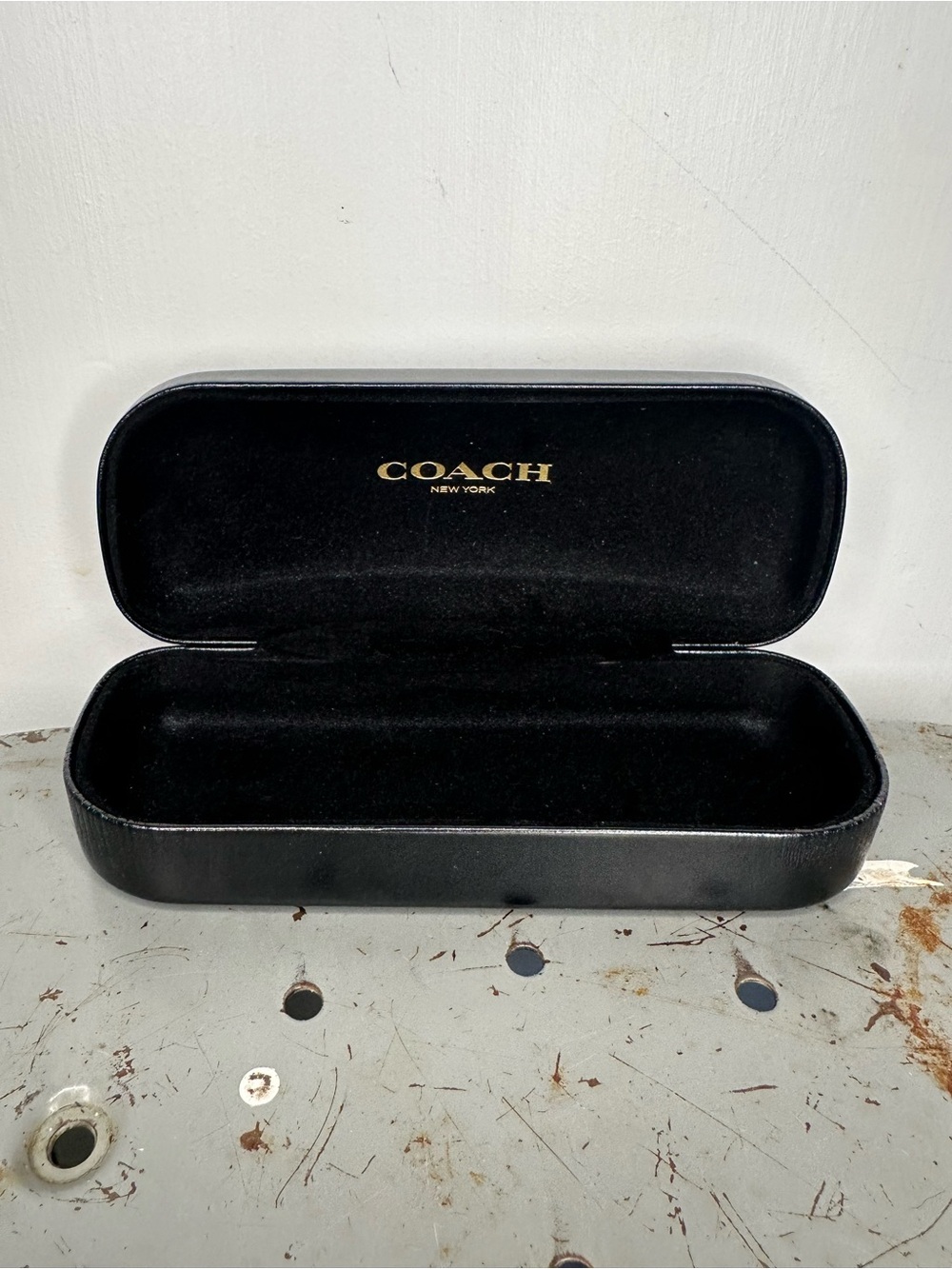 Coach Black Eyewear Case with inside Gold Logo